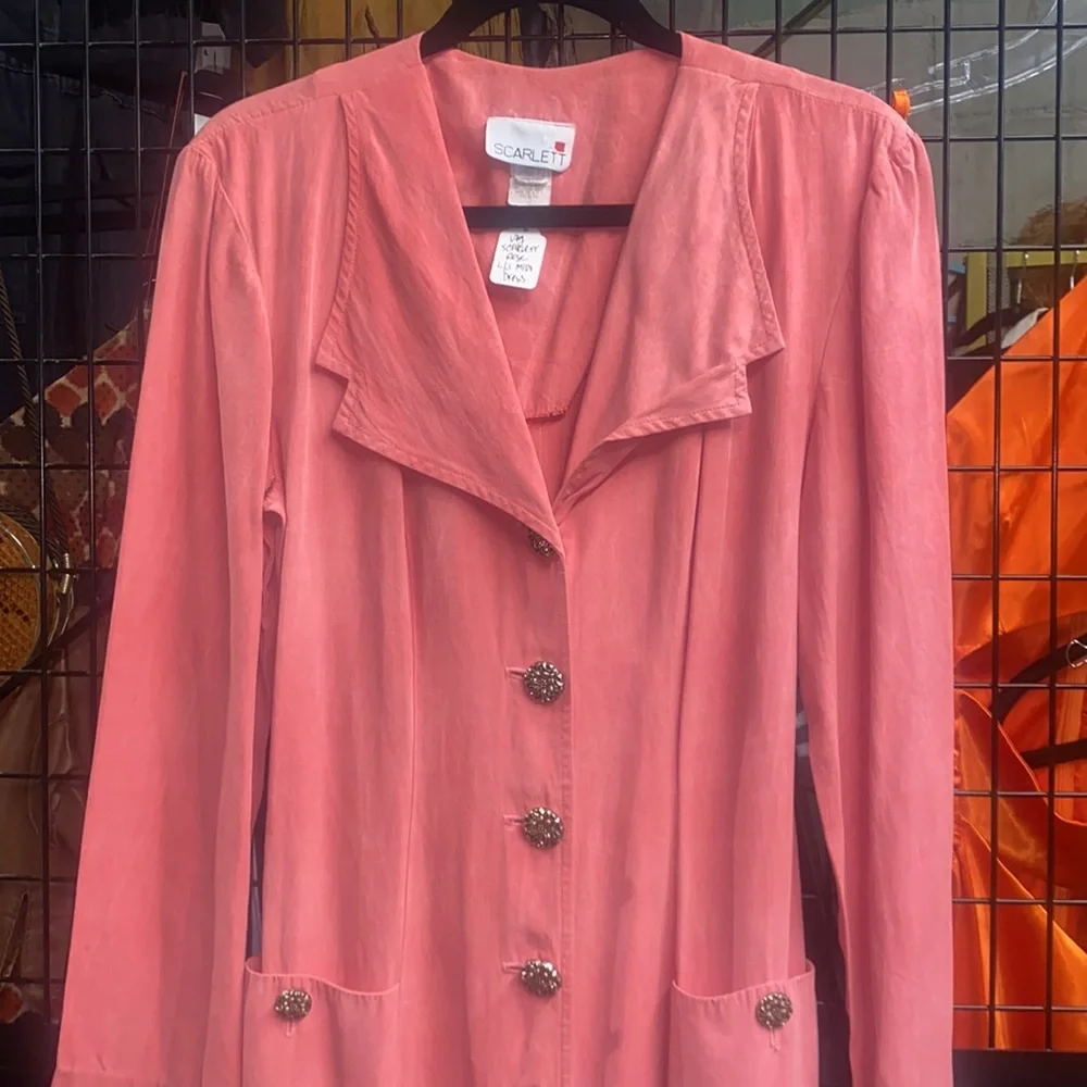 Vintage Scarlett Rose Colored Button Front Shirt Dress - Picture 3 of 7